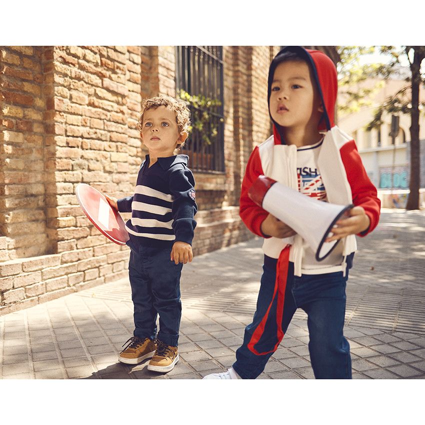 Pantalon chino avec bouton fantaisie pour bébé garçon - Bleu marine