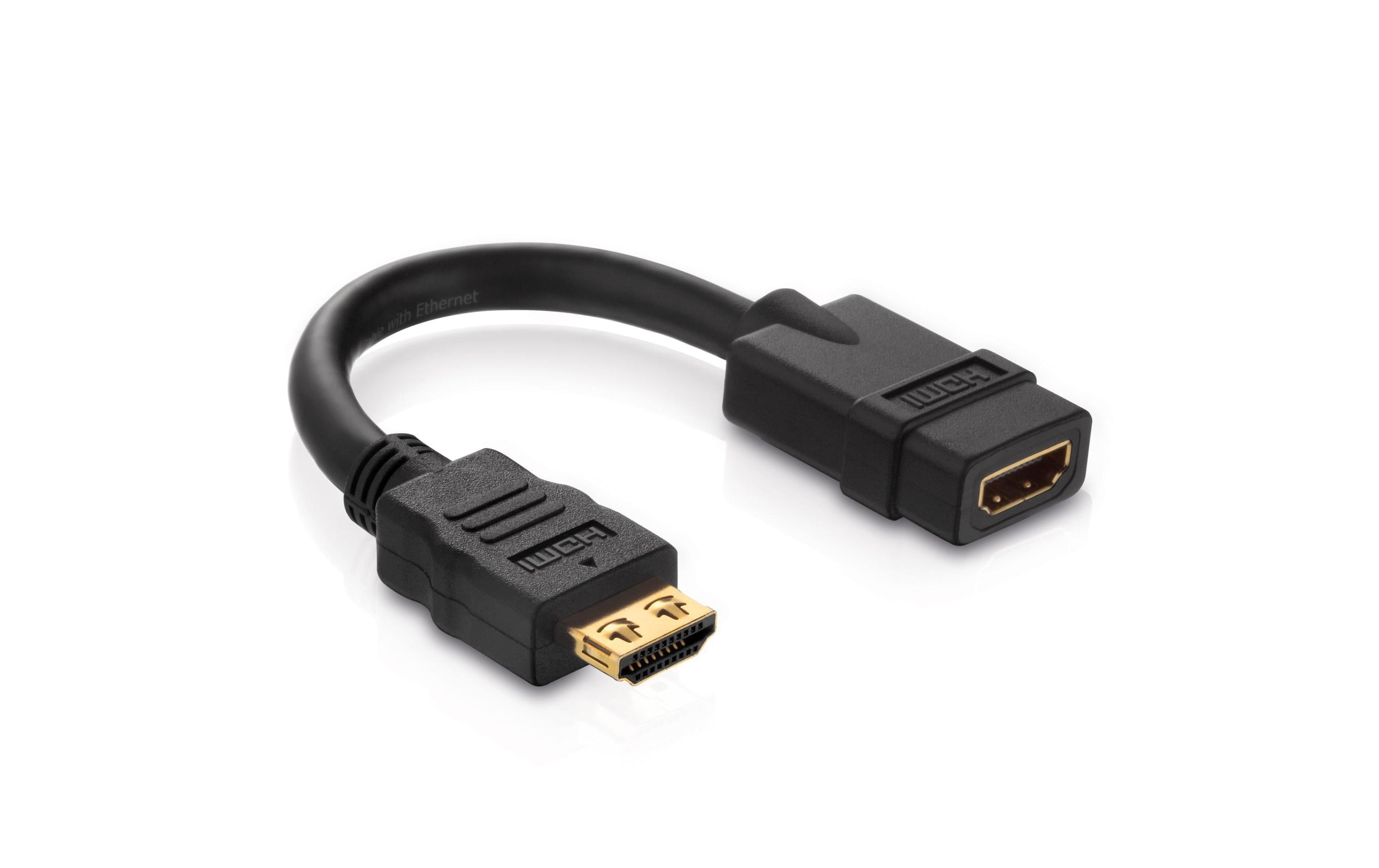 Adapter HDMI - HDMIHDMI A Stecker auf HDMI A Buchse, 0,1 Meter Portsaver, schwarz