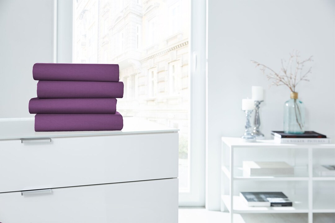 Vario Spannbetttuch Stretch Elasthan-Feinjersey 90 x 200-120 x 220 cm pflaume