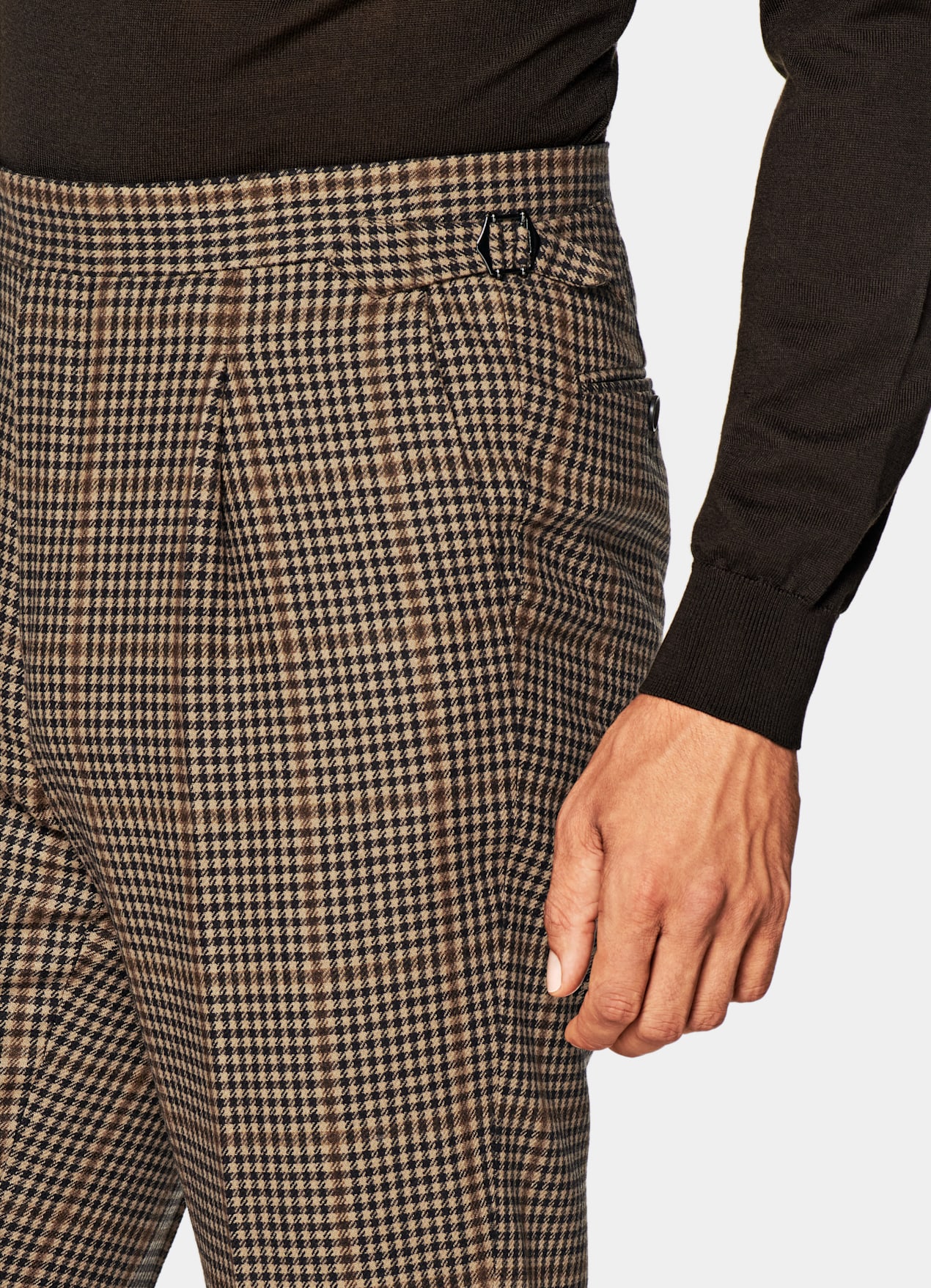 Costume Havana coupe Tailored marron moyen pied-de-poule