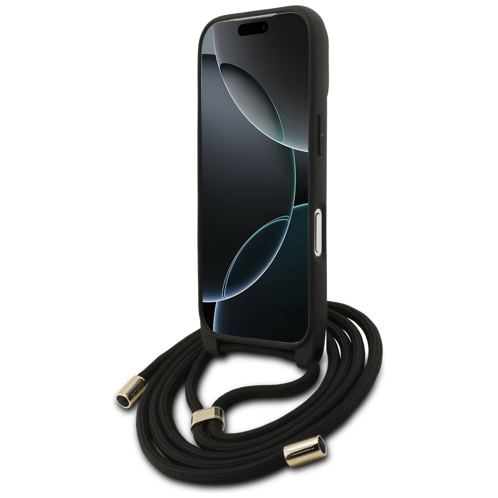(130cm) iPhone 17 Pro Necklace Hardcase Hülle Crossbody 4G Big Logo Cord Strap   Handykette (GUHCP17LP4GMGCRK) - Schwarz