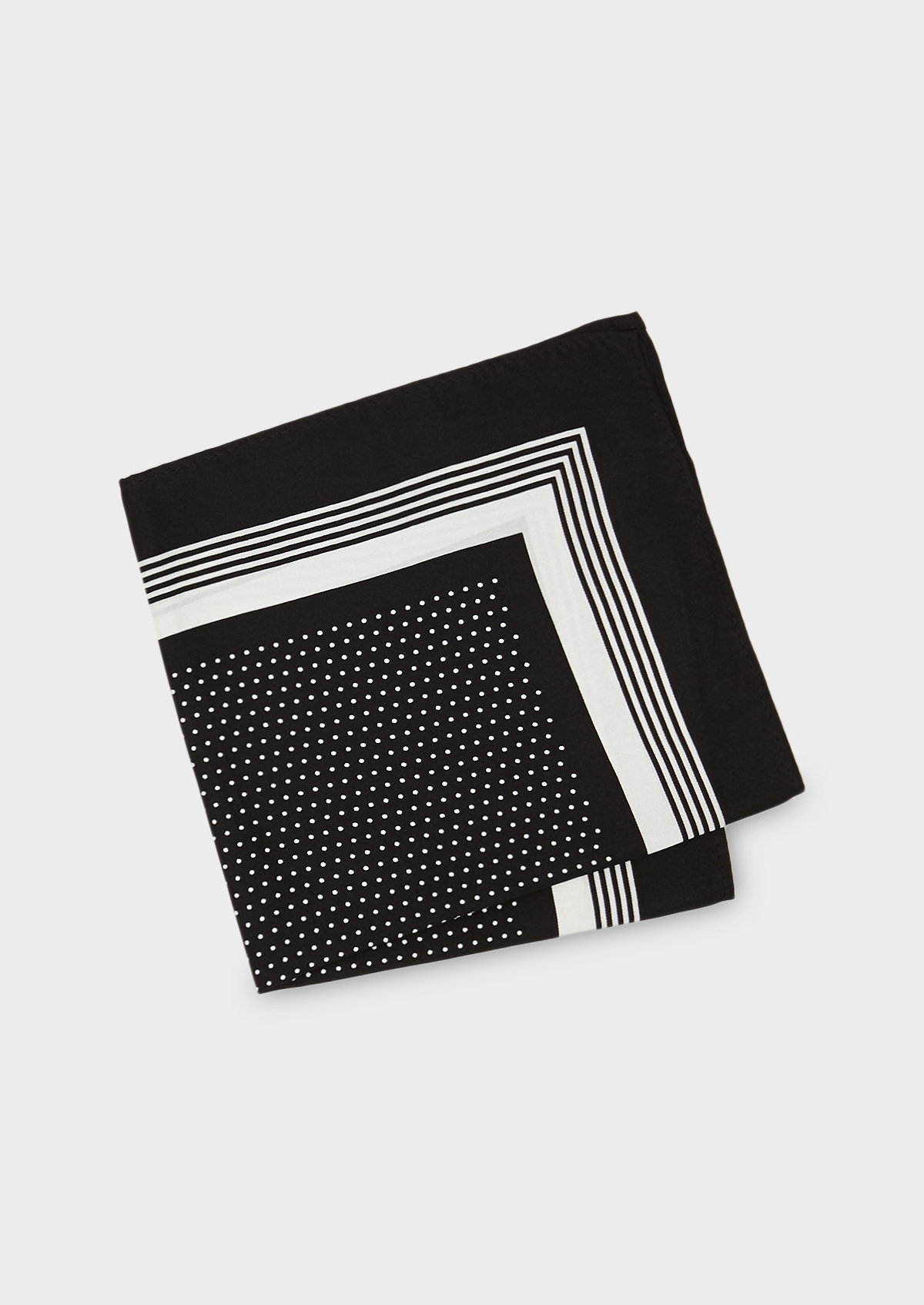 Pochette en soie noire à pois blancs