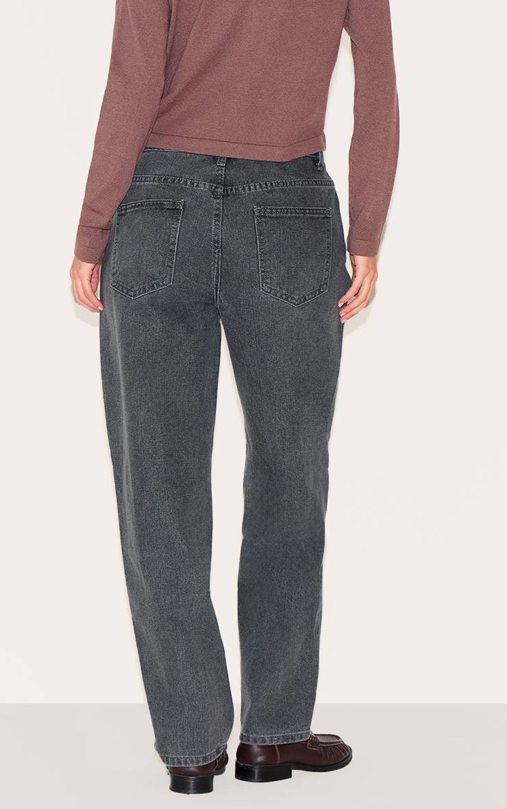 Gris Jean Mom Taille Haute