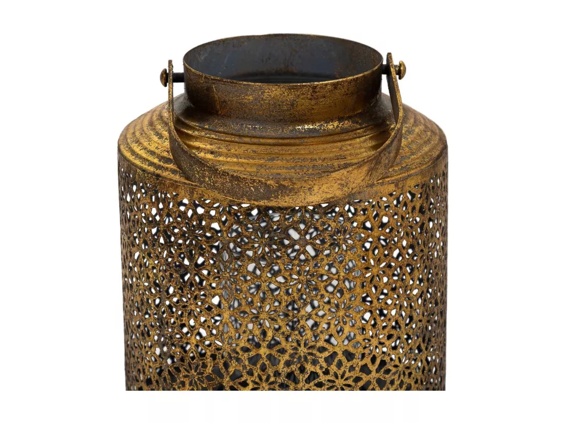 Bougeoir en métal doré 16x16x21h