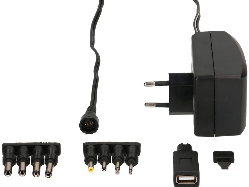 Max Hauri Steckernetzteil Universal 27 W, 3 - 12 V, 2250 mA Universal-Steckernetzgerät mit 9 verschiedenen Anschlusssteckern