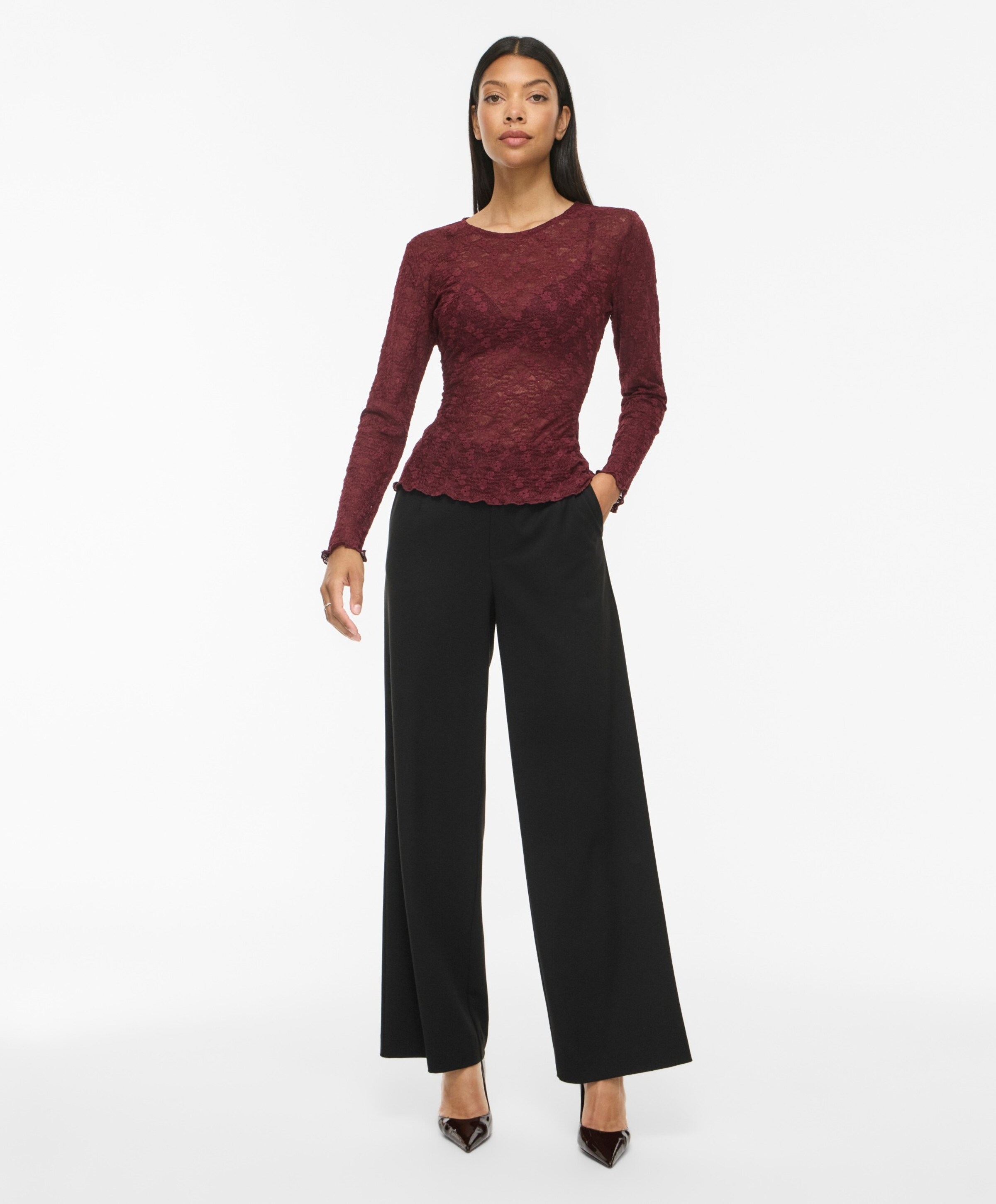 Vila Dames longsleeve bordeaux