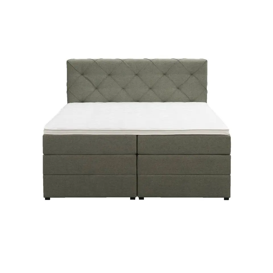 Boxspring met opbergruimte Liv geruit - groen - 140x200 cm