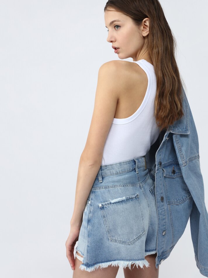 Shorts jeans rasgados - Índigo