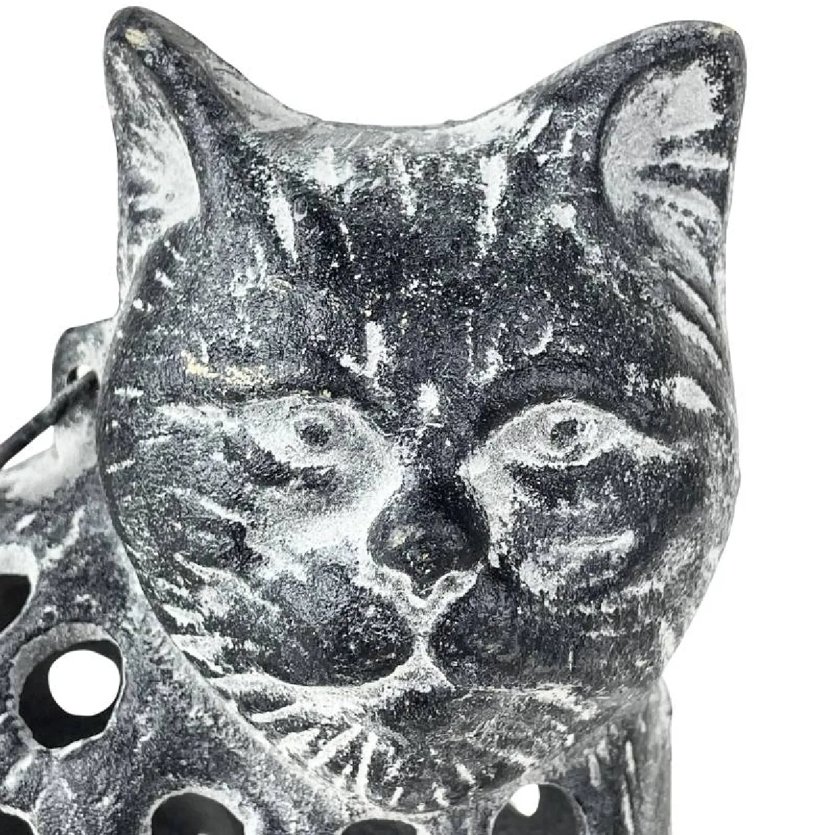 L'Héritier Du Temps Lanterne Chat Fonte Patinée Grise