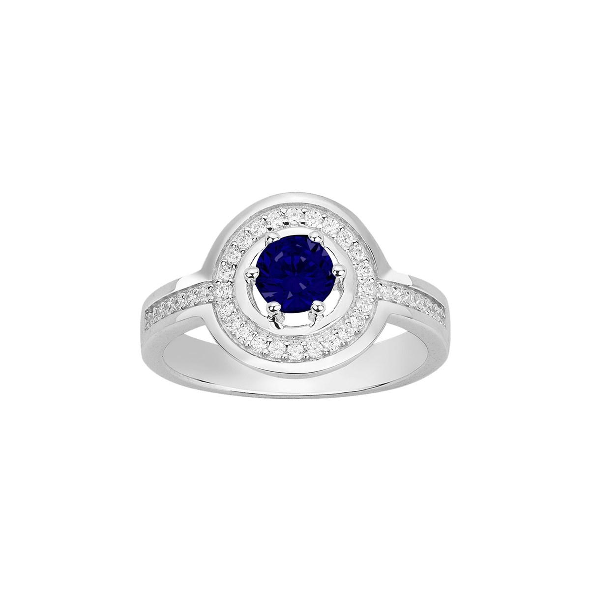 Bague de fiançailles en Argent avec spinelle bleu saphir