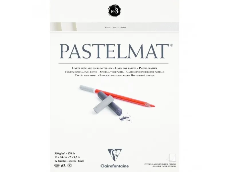 Clairefontaine PASTELMAT paper nr. 3 - 18x24 cm - 12 ark hvid