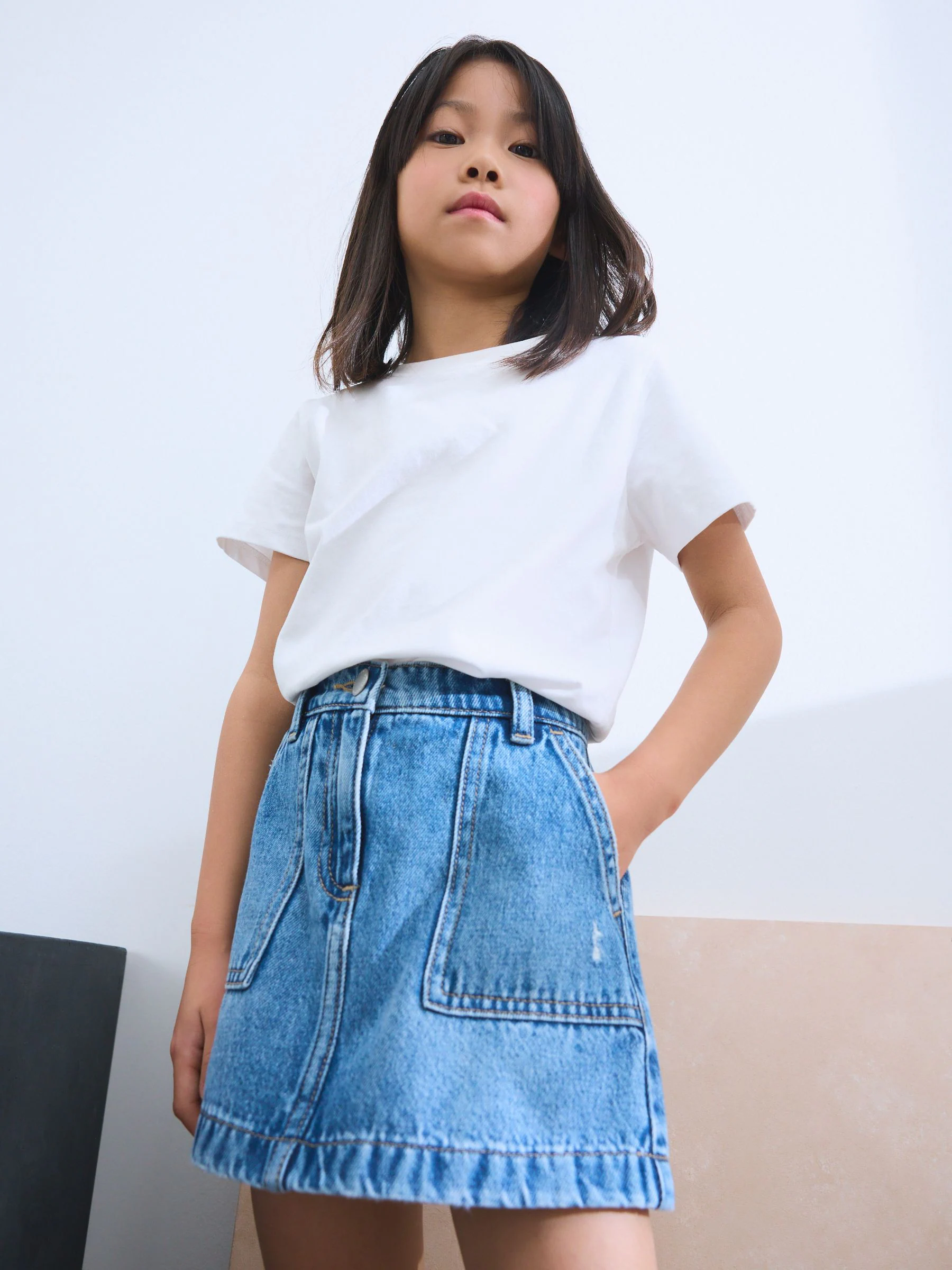Normaal blauw - Denim rok (3-16jaar)
