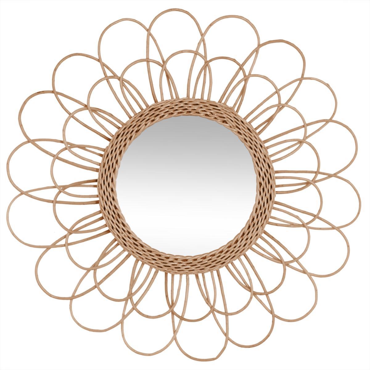 MIROIR ROTIN FLEUR D.56CM