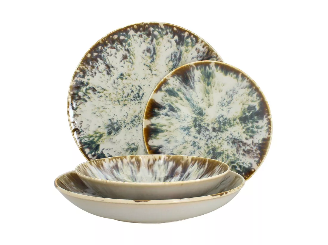 Novastyl - Lot 6 Assiettes Plates Maka 27cm En Porcelaine