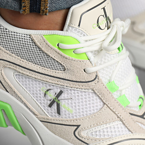 Baskets Retro Tennis 0589 Bright White Creamy White Lime