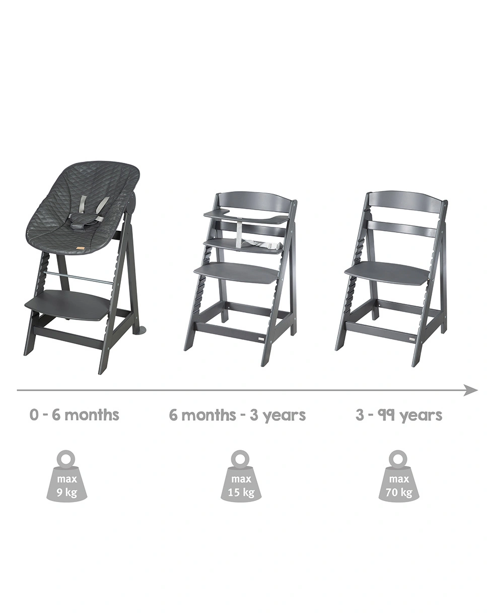 Treppenhochstuhl LUXE 2in1 anthrazit (Farbe: graphite)
