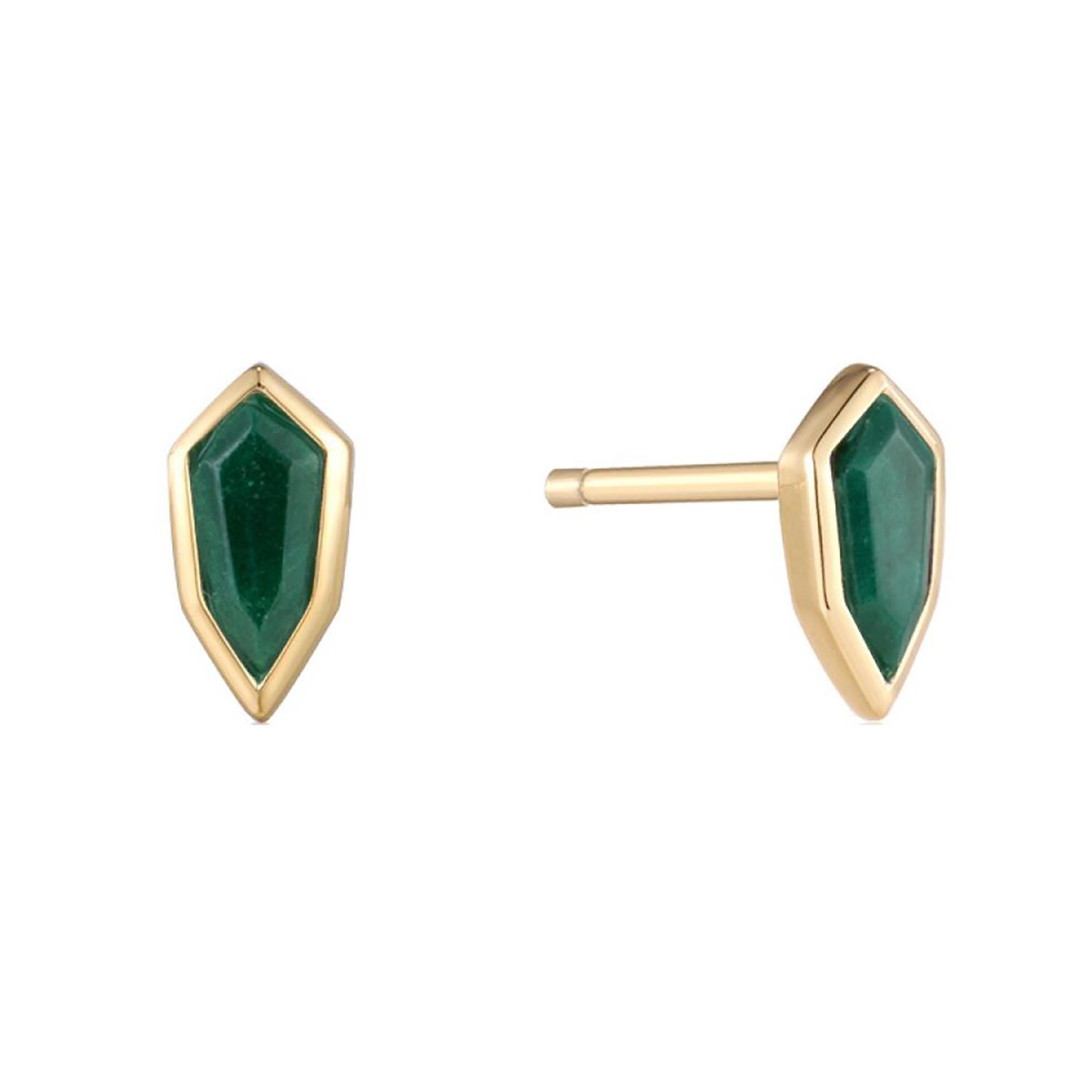 Boucles d'oreilles puces Ania Haie Second Nature dorées Malachite