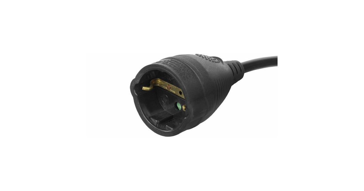 ACT ConnectivityNetsnoer verlengkabel CEE 7/7 male (haaks) - CEE 7/7 female zwart  (Zwart, 10 meter)