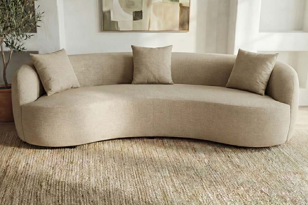 Modernes Sofa ATELIER 230cm beige Samt 3-Sitzer Couch inkl. Kissen