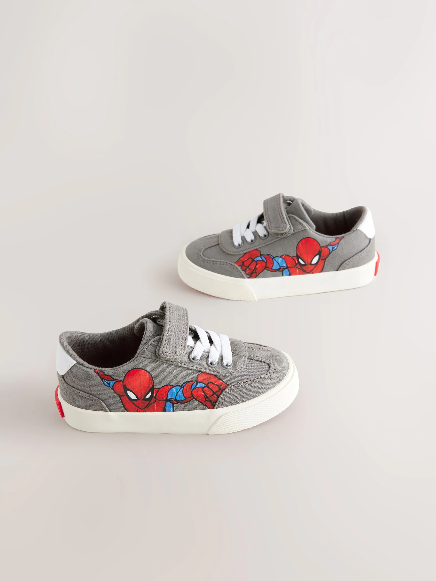Grijs - Sneakers met klittenbandsluiting, elastische veters en Spidermanprint