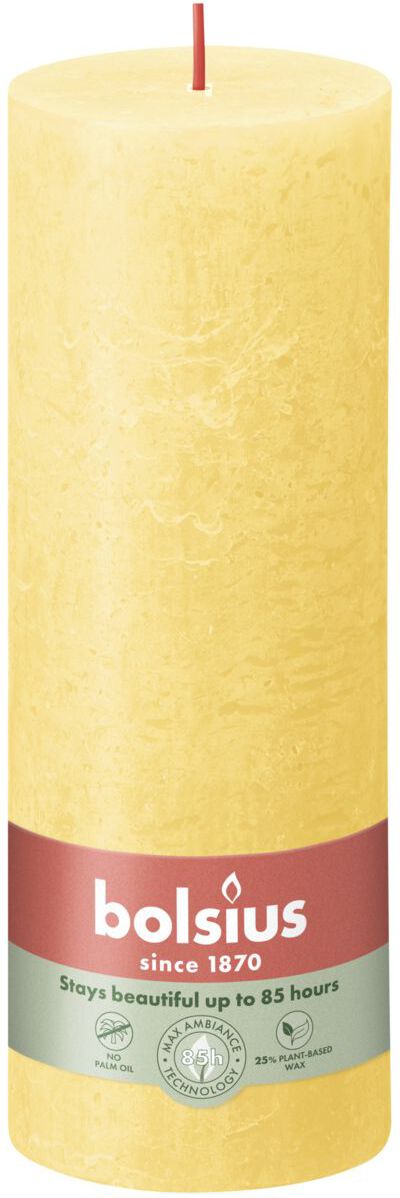 Bolsius stompkaars Rustiek Shine geel 85 uur D 6,8 H 19 cm