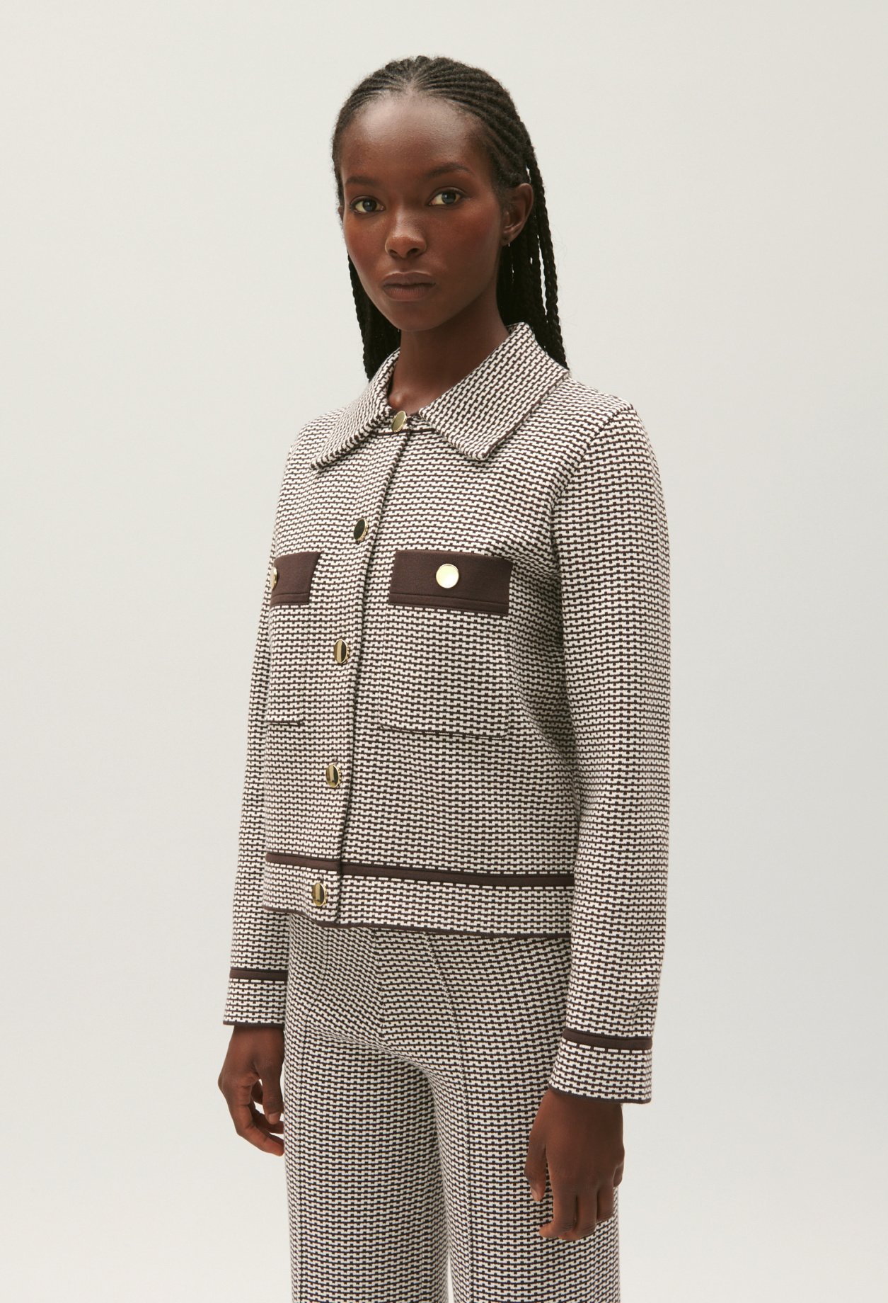 Veste maille jacquard bicolore
