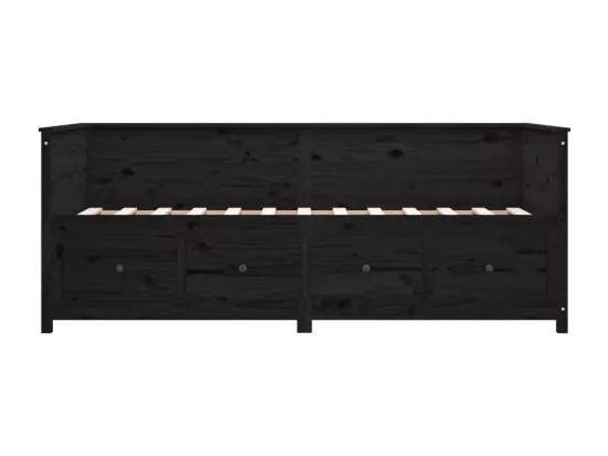 Lit de jour sans matelas noir 100x200 cm bois de pin massif