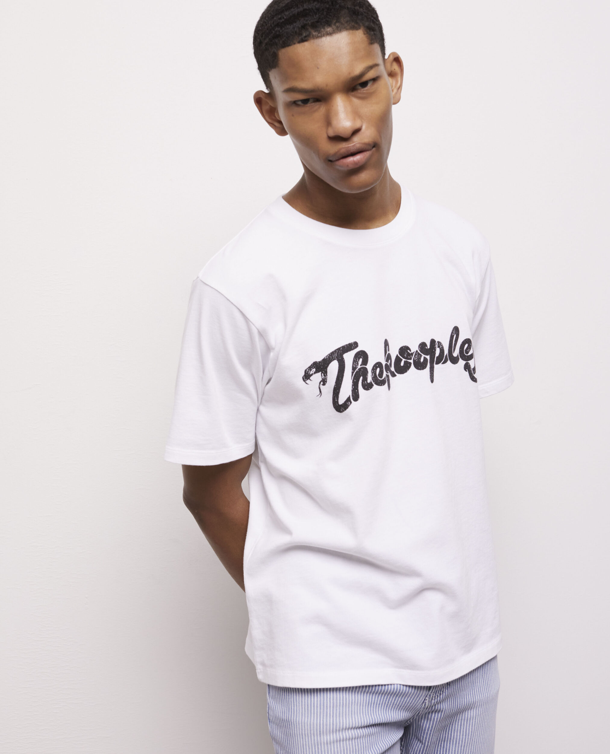 T-shirt blanc sérigraphié Snake logo