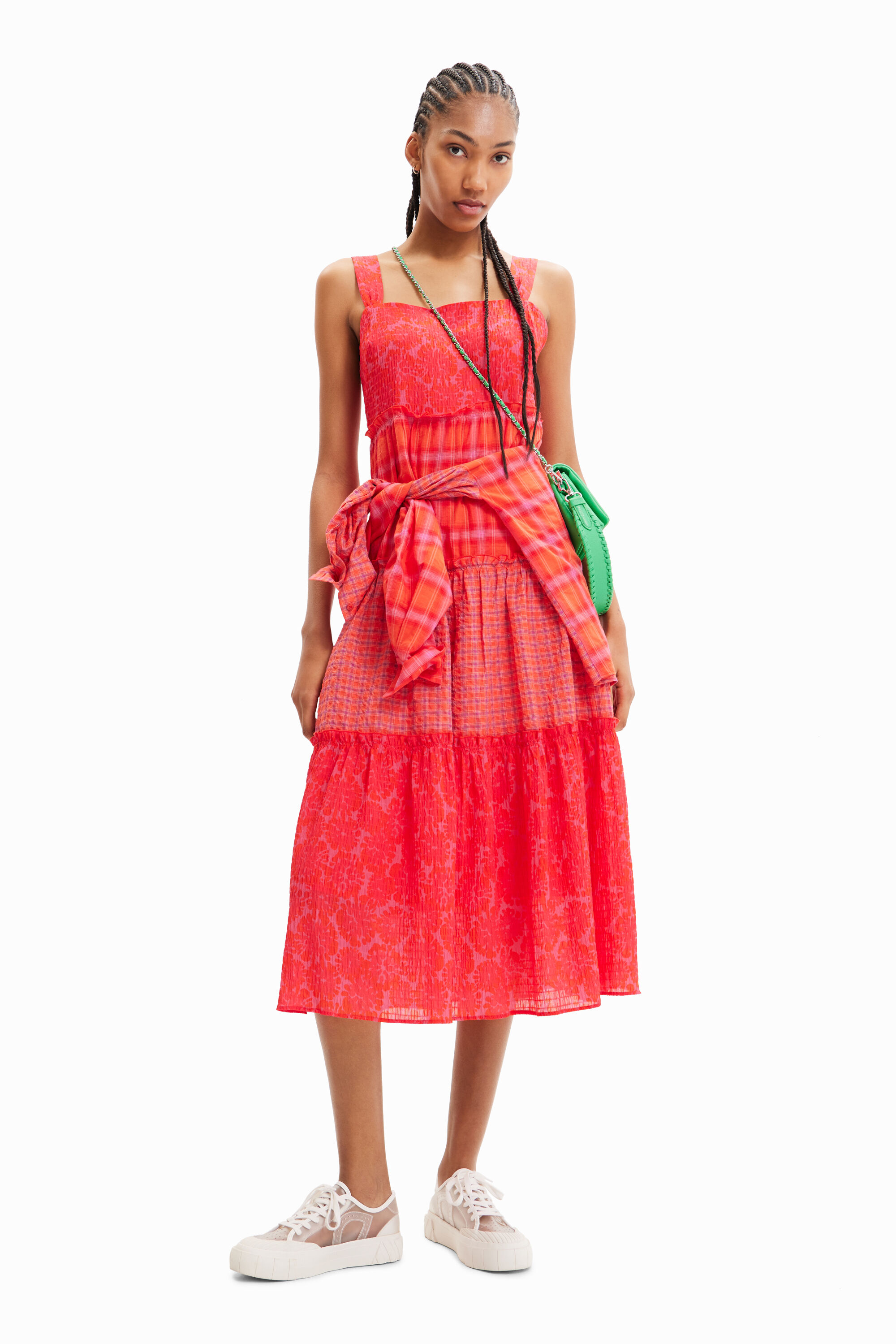 Robe longue bretelles patchwork