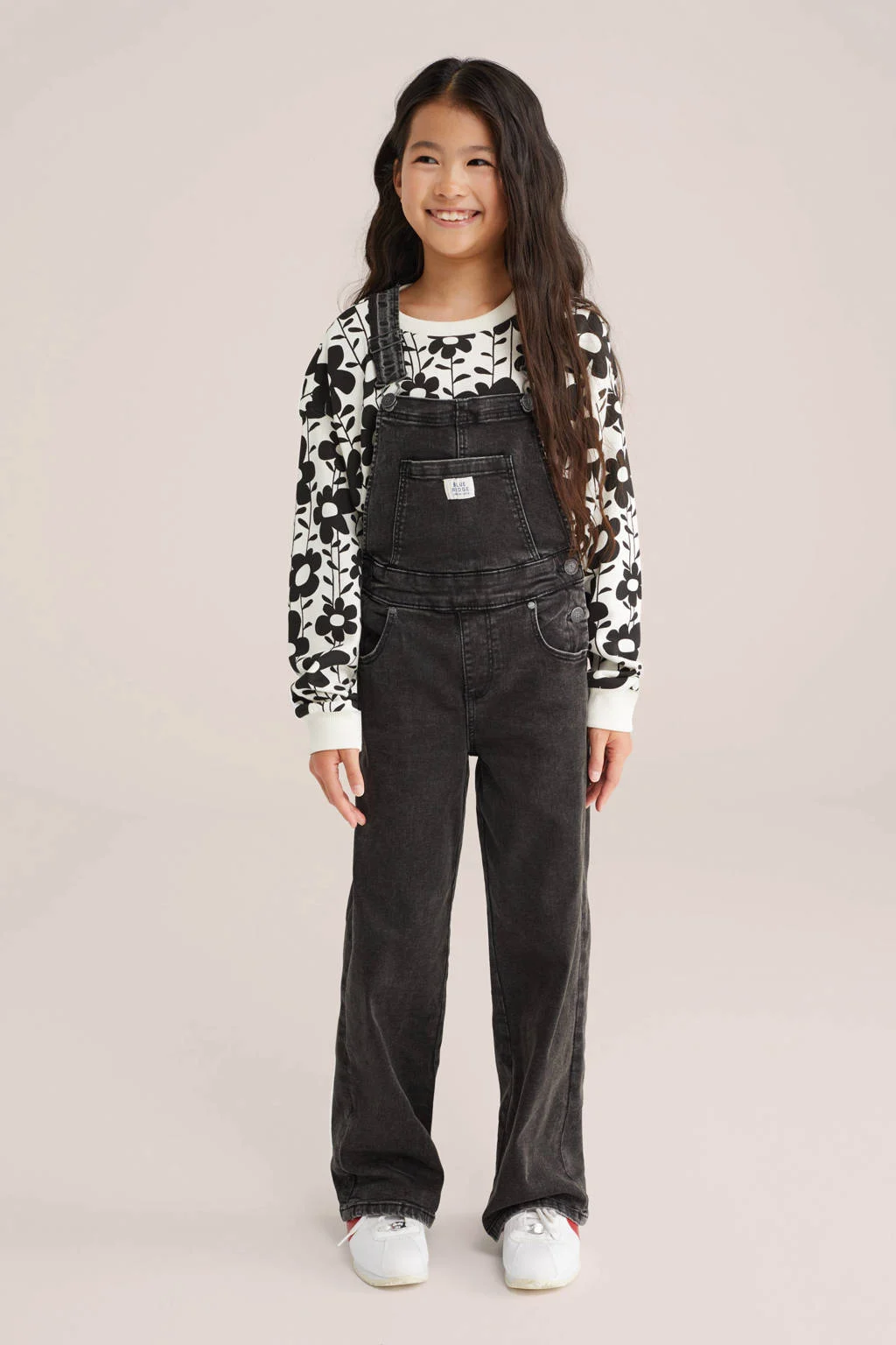 WE Fashion Blue Ridge denim loose tuinbroek black denim