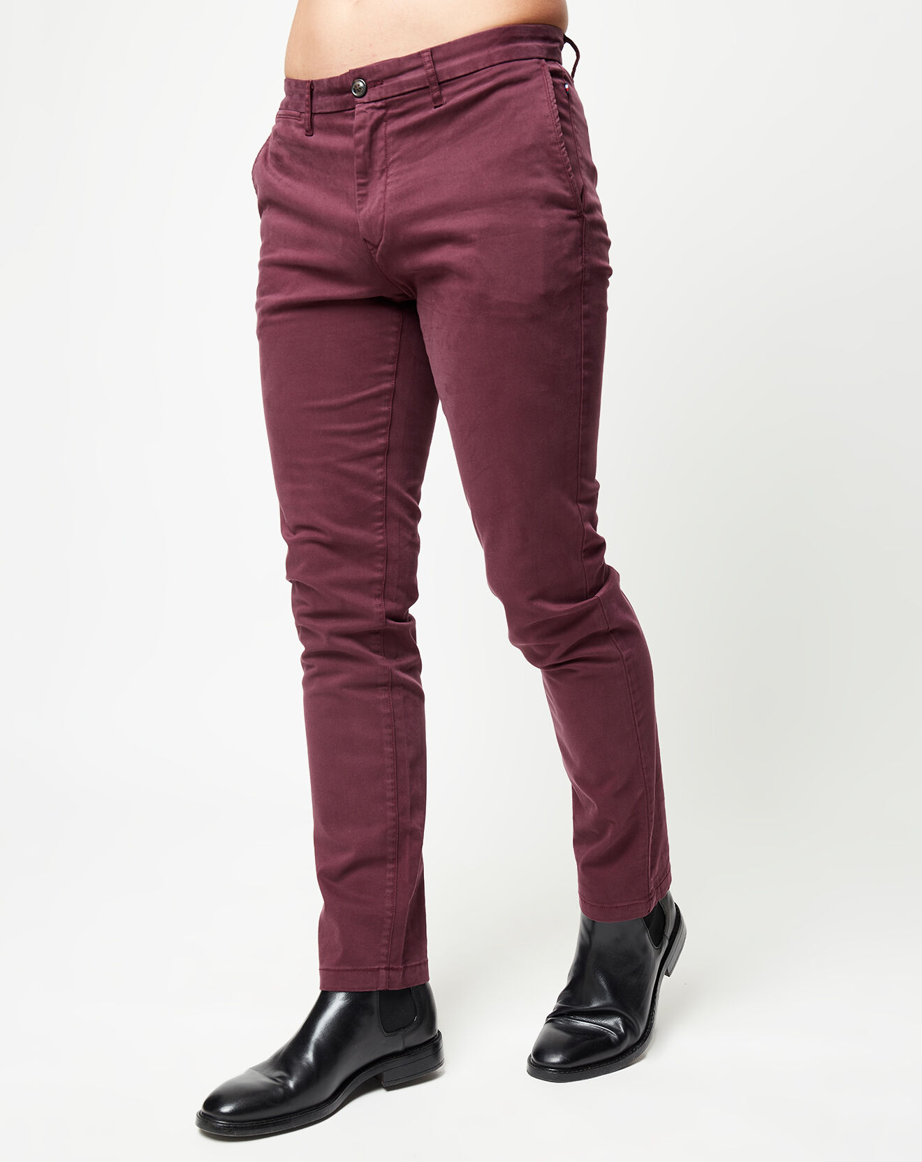 Tommy Hilfiger Pantalon straight chino Denton bordeaux