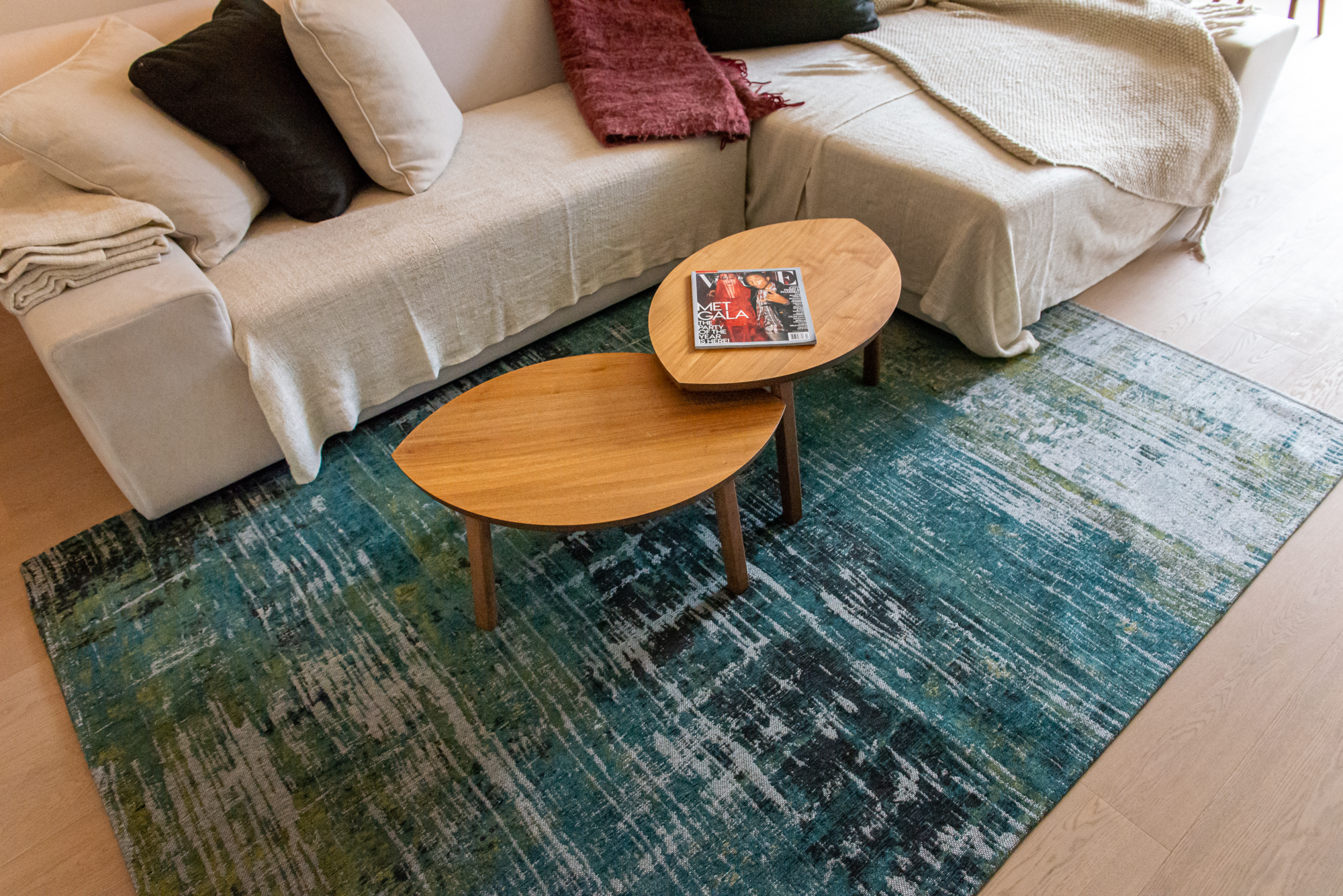 Ecorugs vloerkleed Streaks blauw ∅ 240 cm
