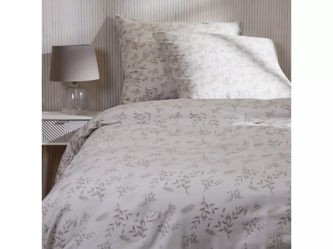 Literie en satin de coton Felicija blanc moyen 160 x 200
