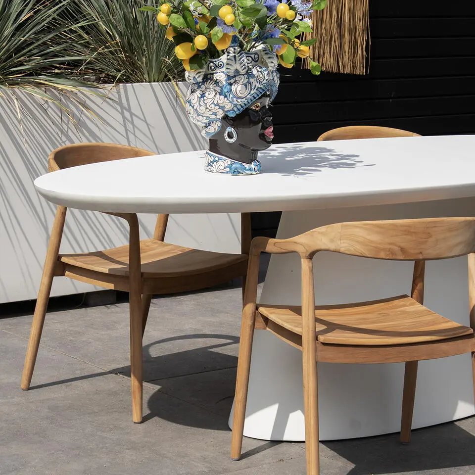 Tuintafel Ovaal 160cm - Wit Eco Composiet - Cleo