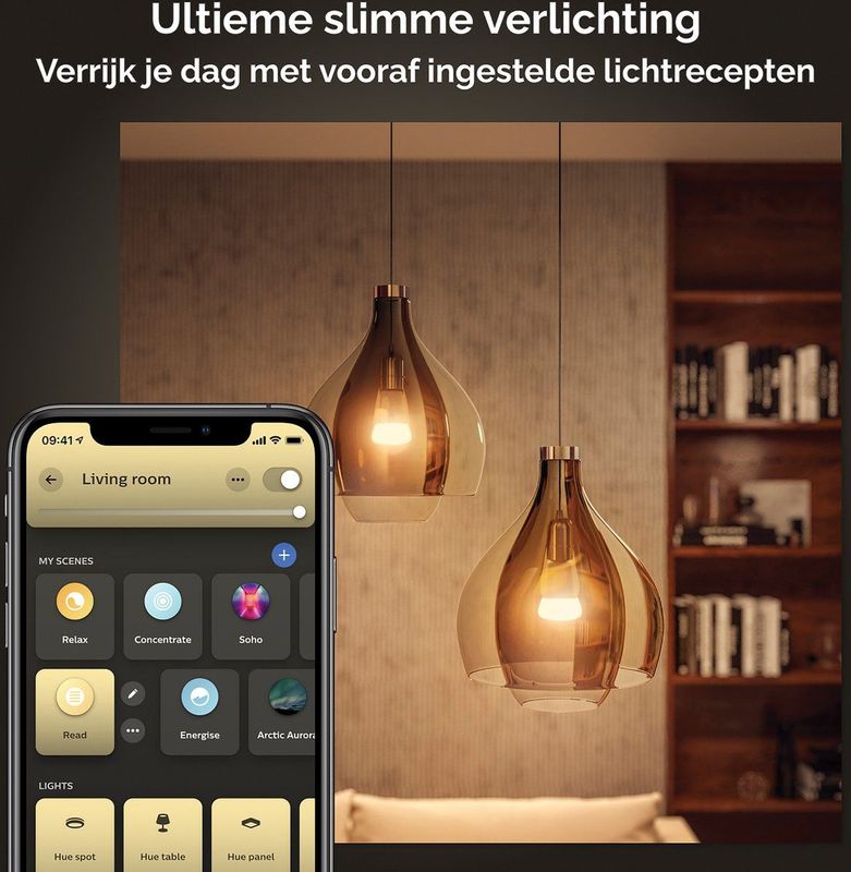 Philips Hue Starterkit - Slimme Verlichting - 3 Lampen - E27 - 1100lm - 1 Dimmer Switch