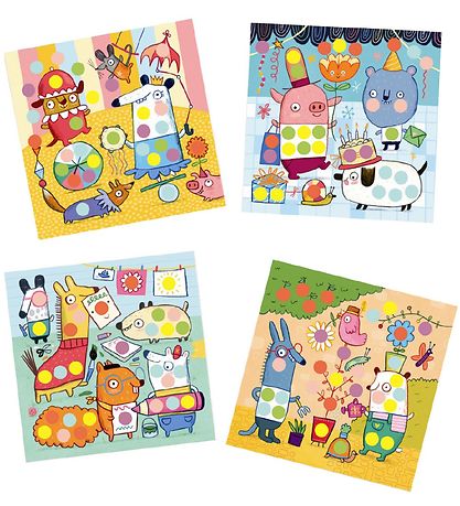Djeco Kreativset m. Stickers - Runde Punkte