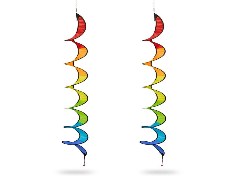 relaxdays Windrad Regenbogen 2er Set 130 cm Windspirale