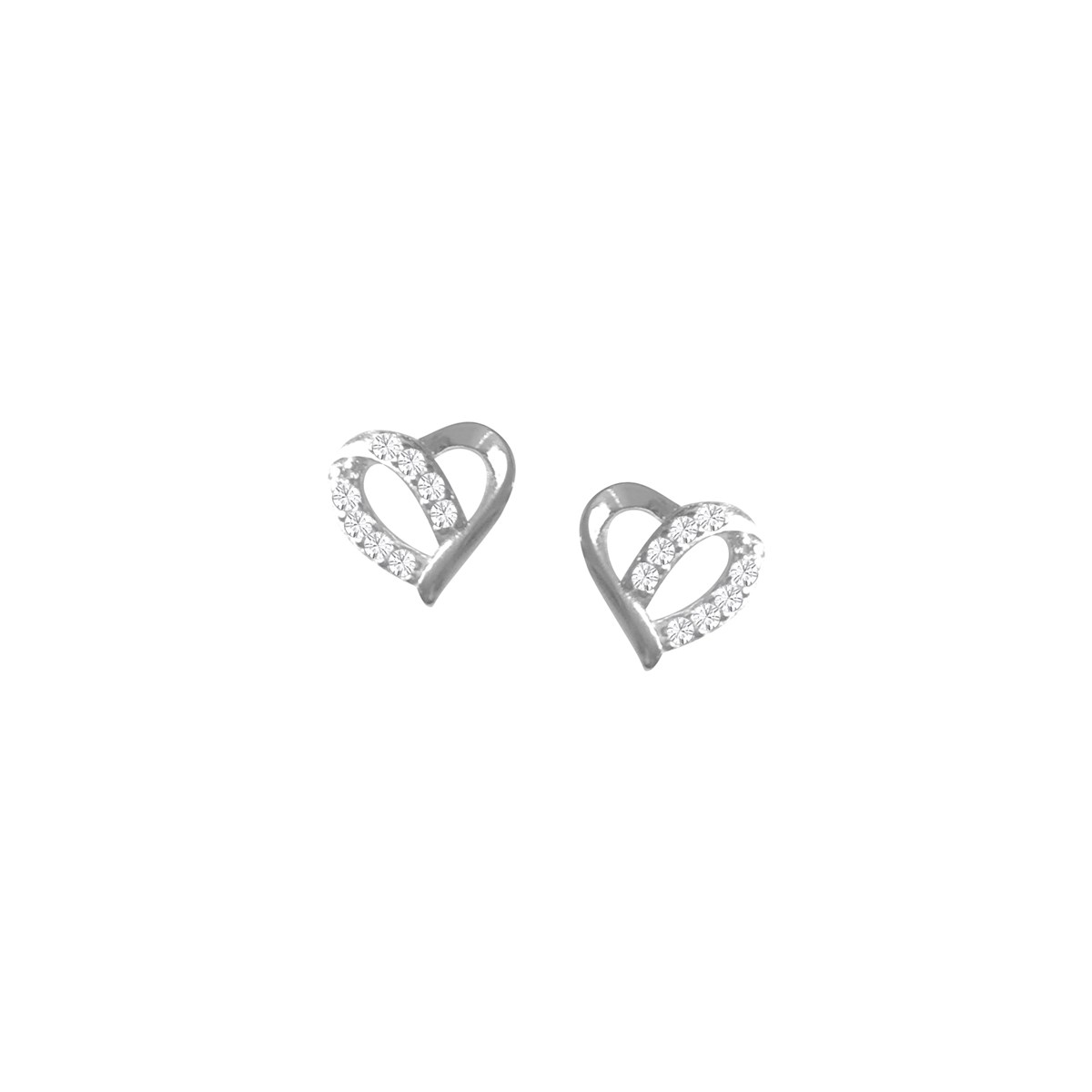 Boucles d'oreilles coeur en argent 925 rhodié et oxydes de zirconium