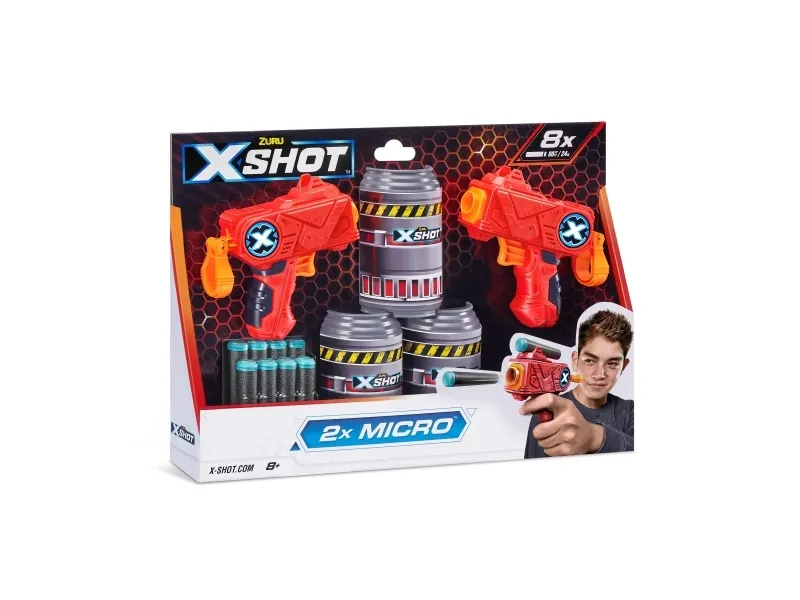 X-Shot Excel Double Micro Micro Foam Dart Blaster Combo Pack (8 pile 3 dåser)
