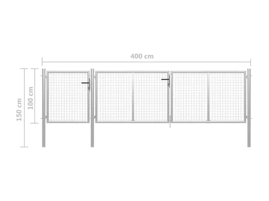 Portail de jardin Acier 400 x 100 cm Argenté