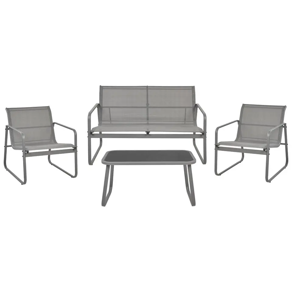 BARREA - Loungeset 4-zits - Grijs - Metaal
