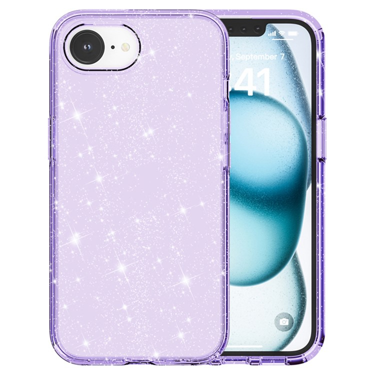 iPhone 16e Hybrid Hardcase Schutzhülle im Glitzer Design - Lila / Transparent