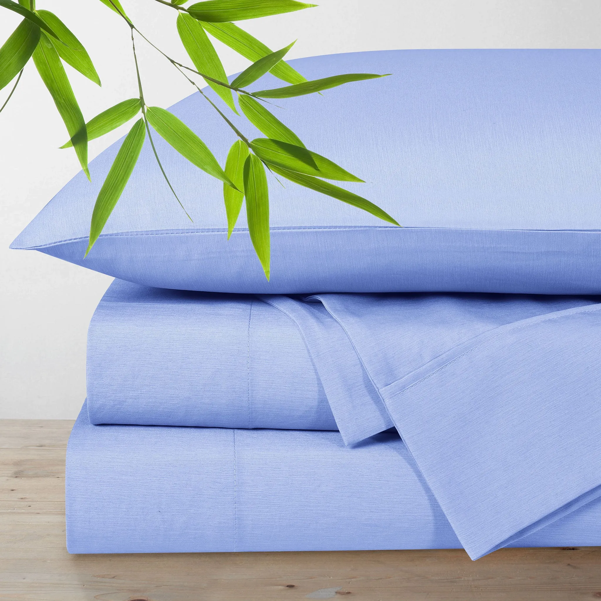 Origami Maison Ensemble Draps en Bambou Lit Simple - Bleu