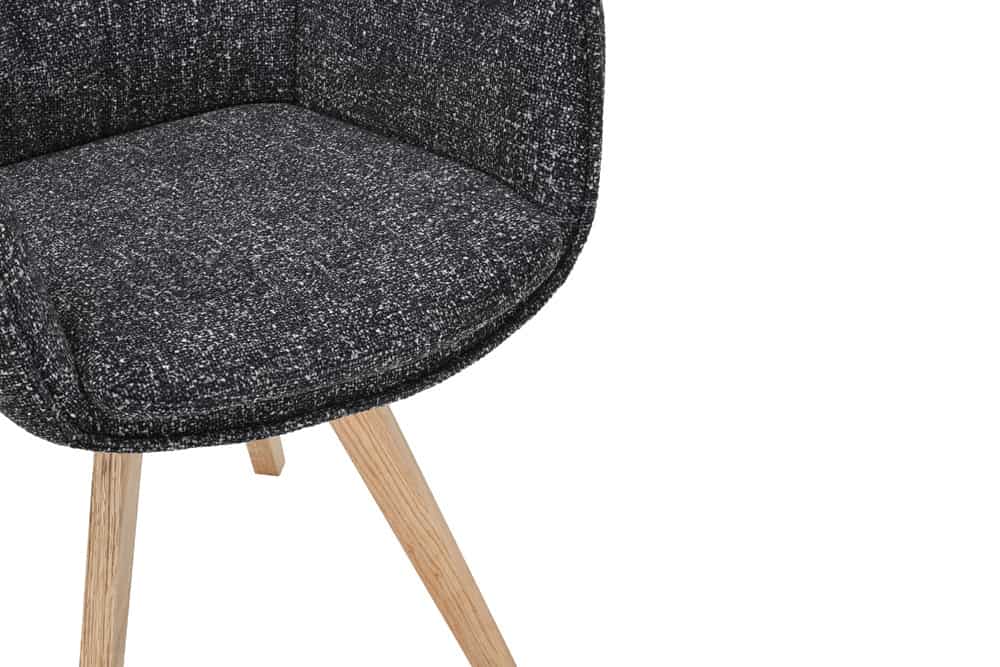 Drehbarer Design Stuhl VOGUE anthrazit natur Strukturstoff Eichenholz 360° mit Armlehne