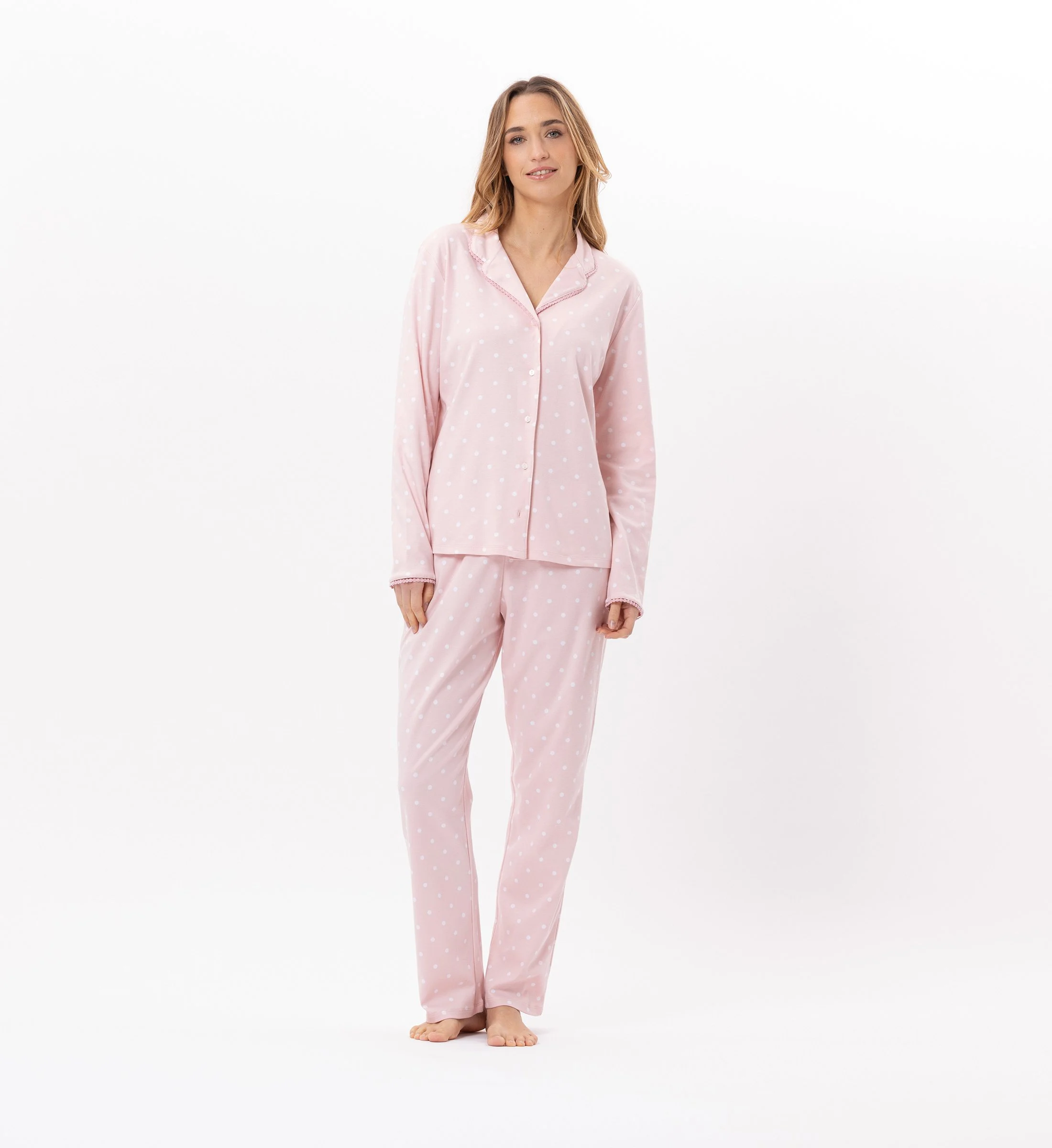 CHAMADE 806 - Pyjama boutonné en coton | Rose
