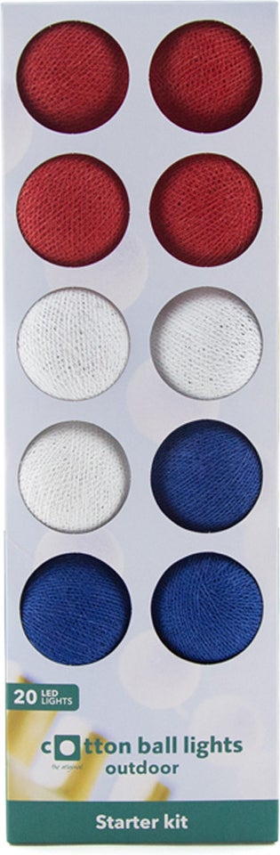 Cotton Ball Lights lichtsnoer Holland starter kit rood/wit/blauw 7,4 m met 20 lampen