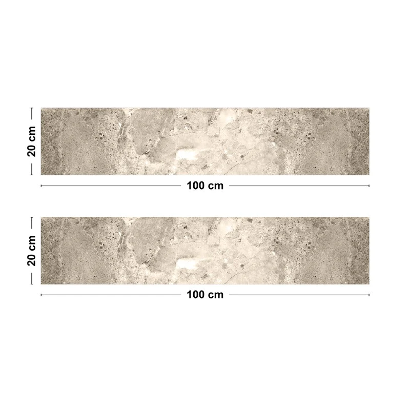 Crédence cuisine Bandeau ALU lot de 2 L100xH 20cm - MINERAL ECRU 99dec