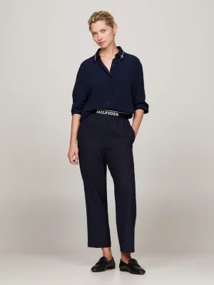 Calças Slim Fit com Cós Elástico com Logotipo