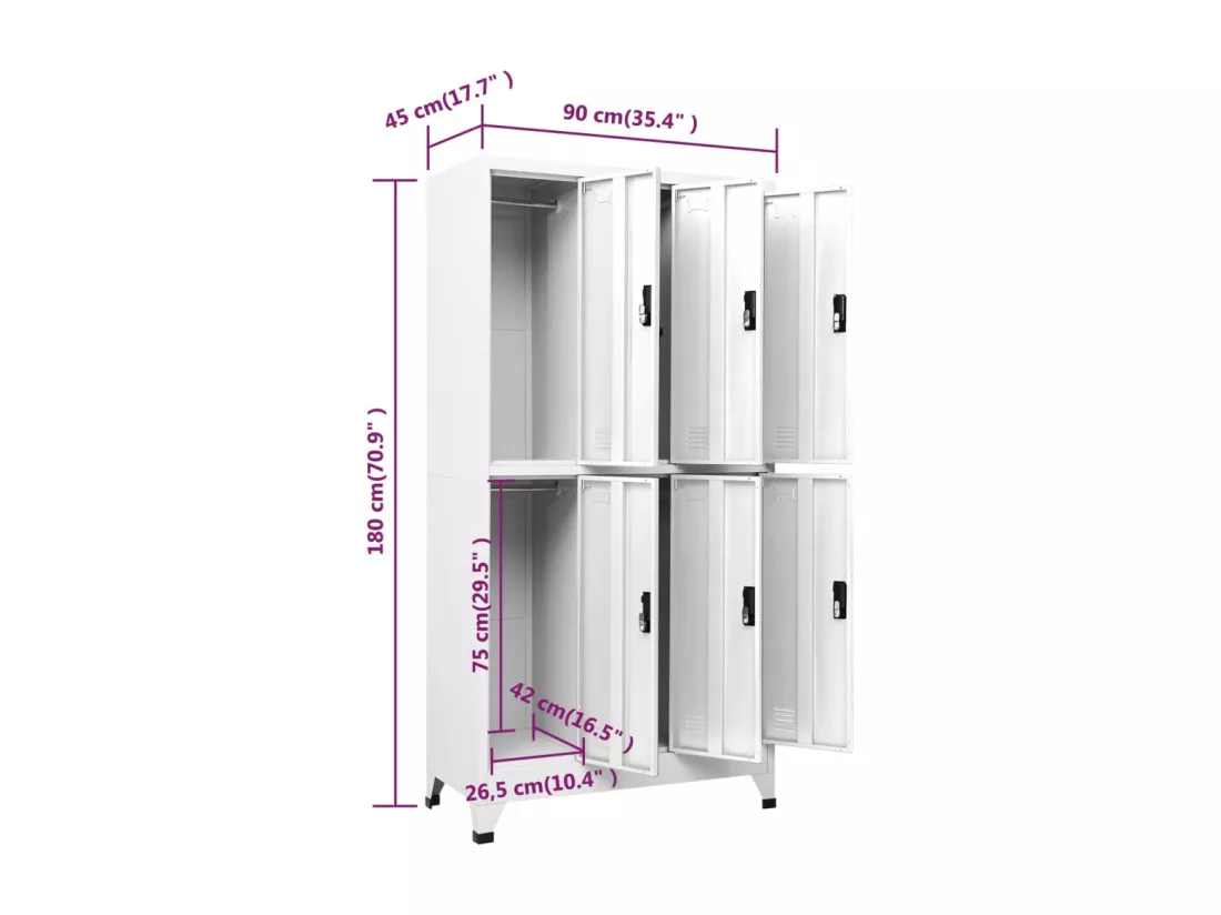 Armoire à casiers Blanc 90x45x180 cm Acier