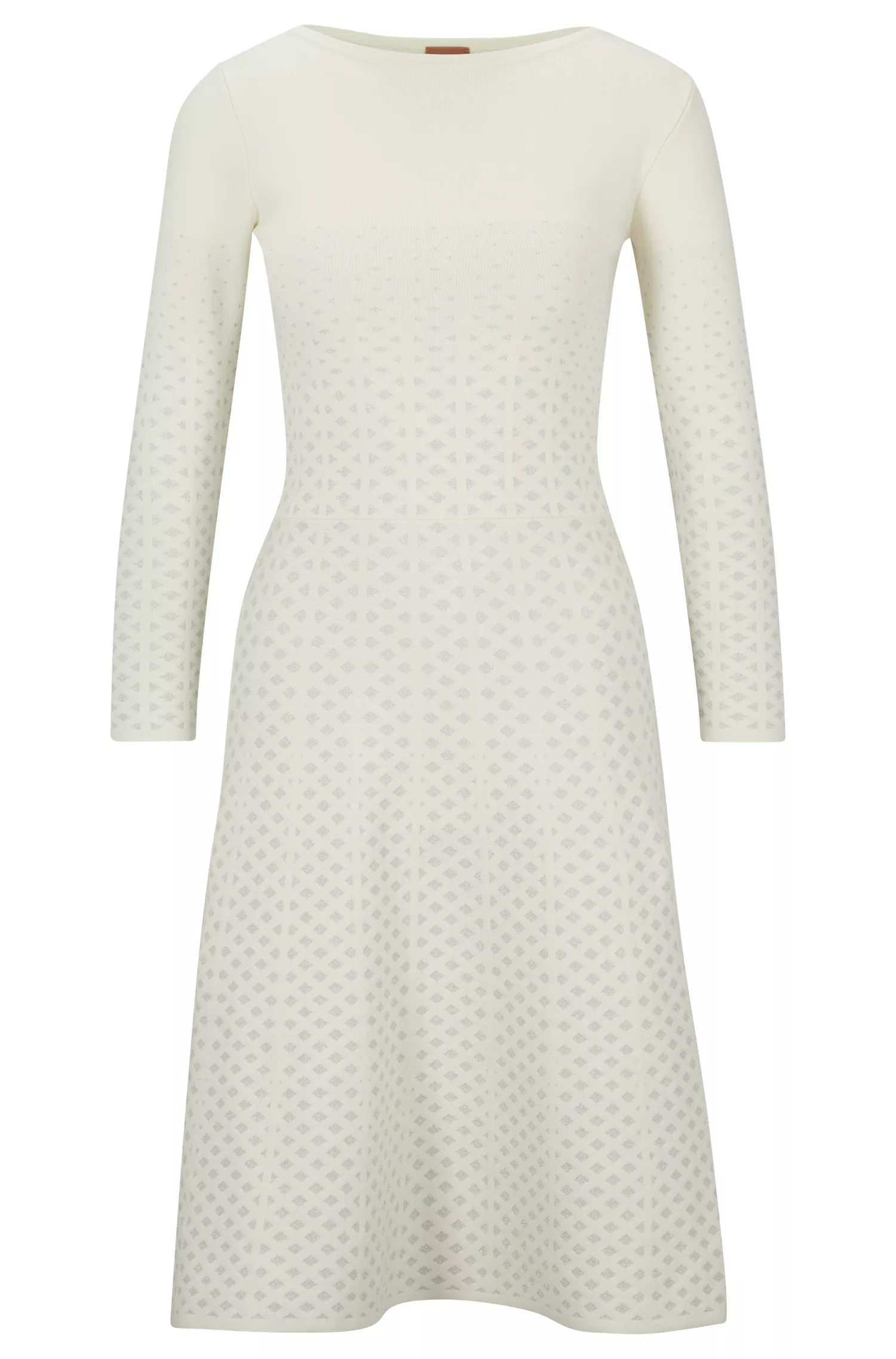 Vestido preto de manga comprida BOSS em jacquard degradê tricotado.